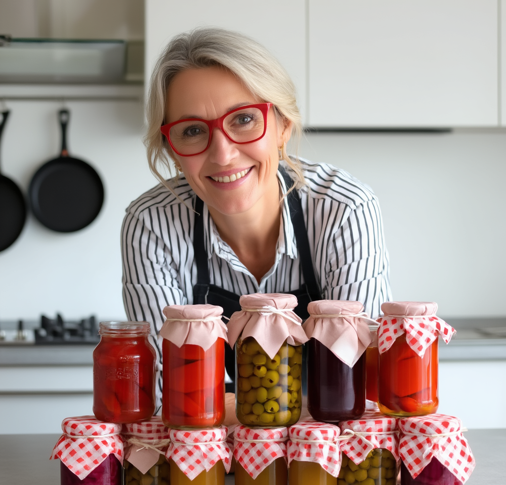 Ana measuring salt for kimchi